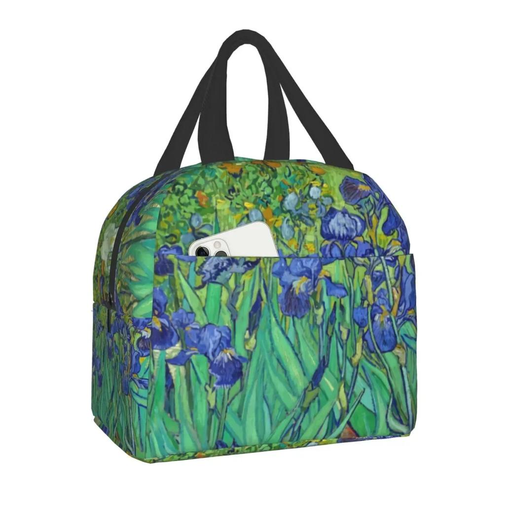 Almond Blossoms Lunch Box Portable Thermal Cooler Food Insulated Oil Painting Lunch Bag for Women Kids