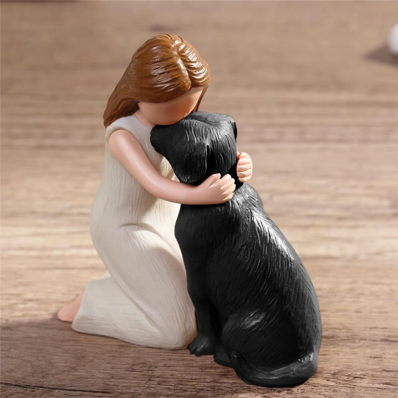 A25F-Figure Statue Amore Mio Cane, Angeli Cane Amicizia Ricordo Regali, Figure Scolpite Dipinte a Mano Per Amanti dei Cani