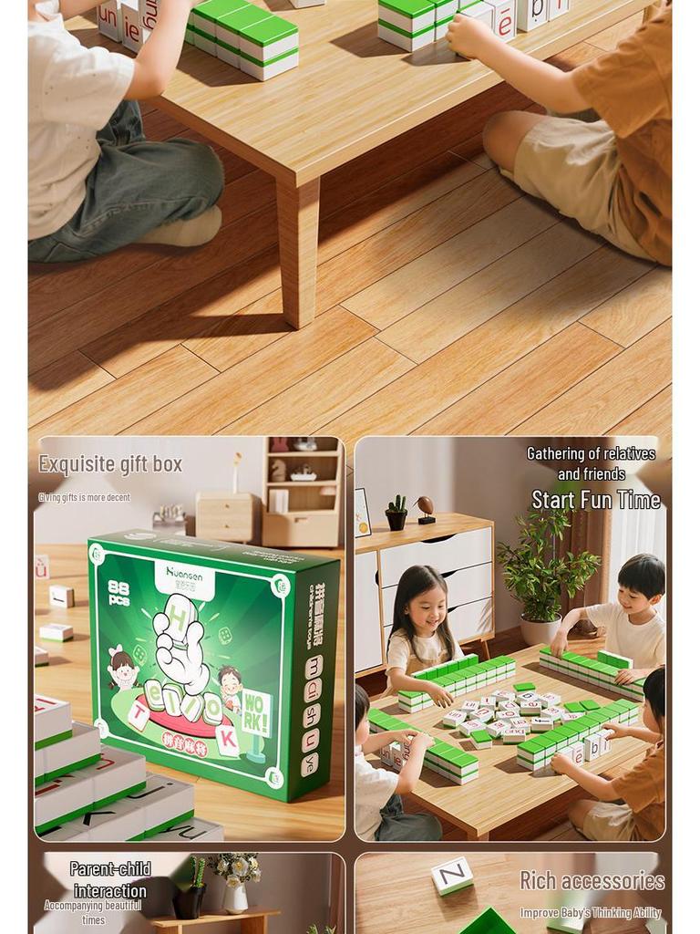 Children's Pinyin Mahjong Letter Card Game: Educational and Interactive Board Game for Primary School and Kindergarten
