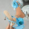 Fashion Design Blue Orchid Women Sexy Slingback Sandals Summer Open Toe Slip on Back Strap Ladies Shoes High Heels Tacones