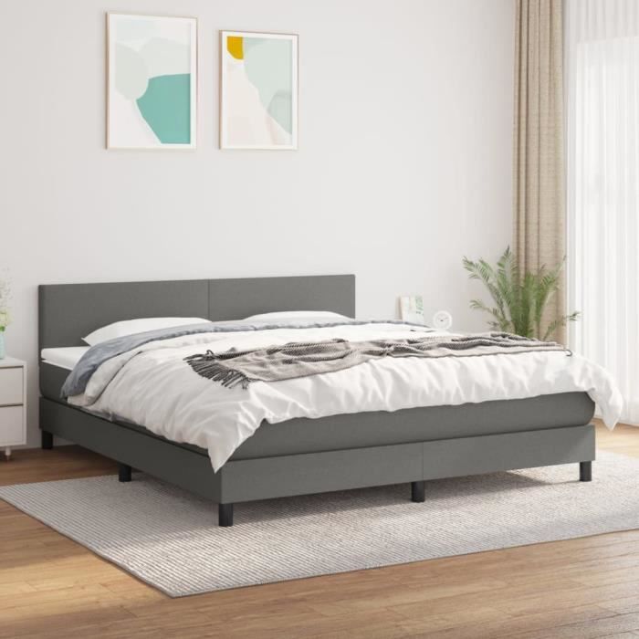 VidaXL Divan Bed with Mattress Dark Grey 160x200cm Fabric - Model 3139906