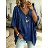 Camiseta Feminina Plus Size Gola V Manga Morcego Estampa Étnica Boêmia Top Solto Verão Confortável Respirável Uso Diário Casual Estilo Emagrecedor