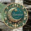2D Flat 1pc Classic Aluminium Ramadan Kareem Hanging Decor Plaque, Moon and Lantern Signs, Eid Mubarak Decor, Home Living Room Decor, Ramadan