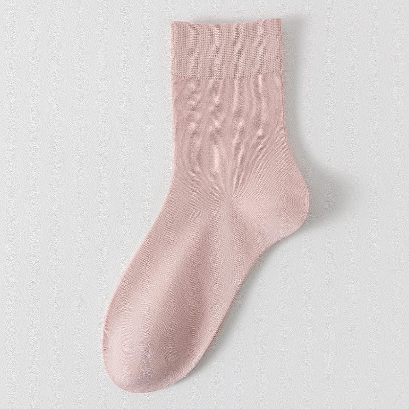 Female Summer Thin Pure Color Sweat Absorbing Breathable Boneless Loose Tube Cotton Socks
