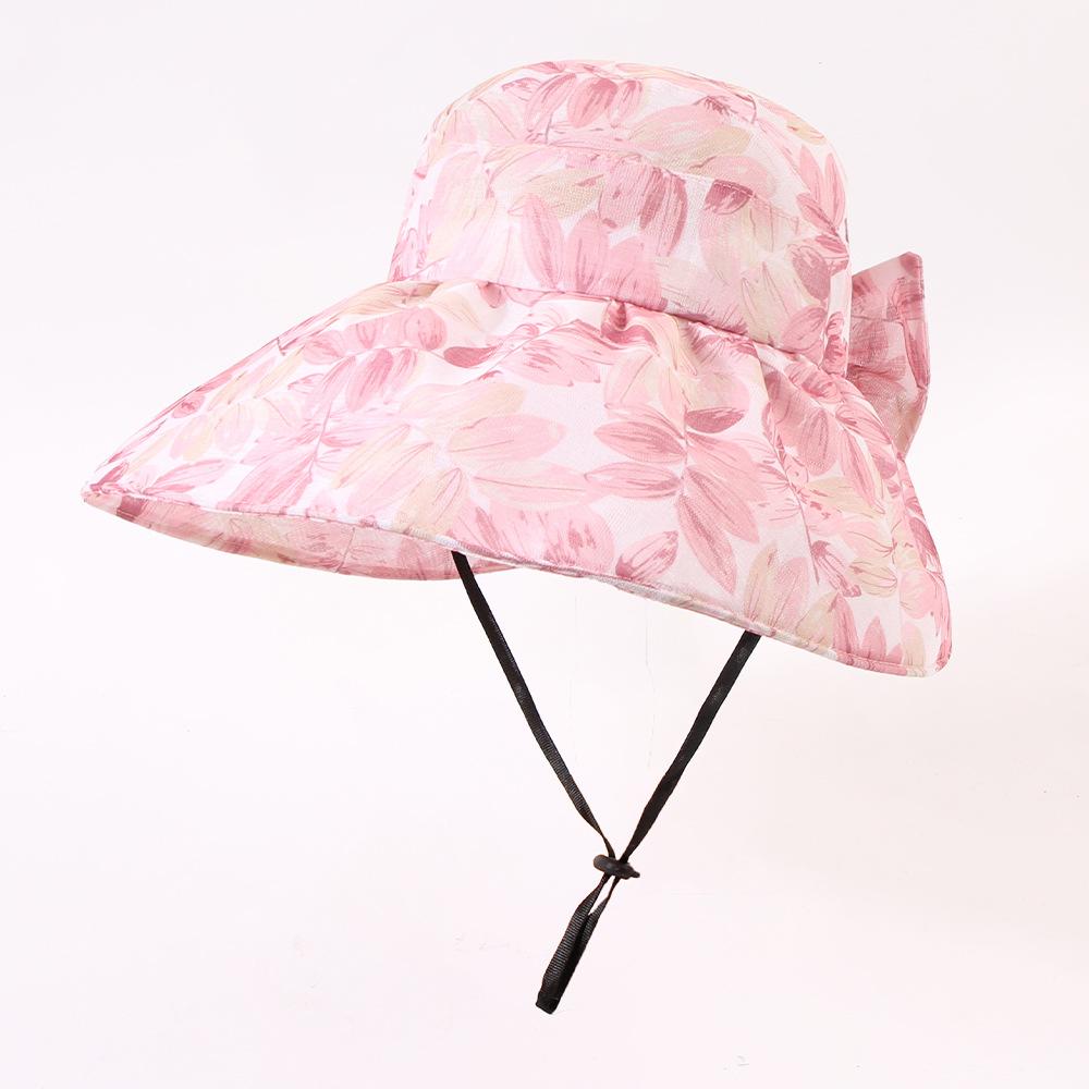 

Hat Style Versatile Sweet Printed Bow Womens Sunshade Hatscaps Fisherman рожевий