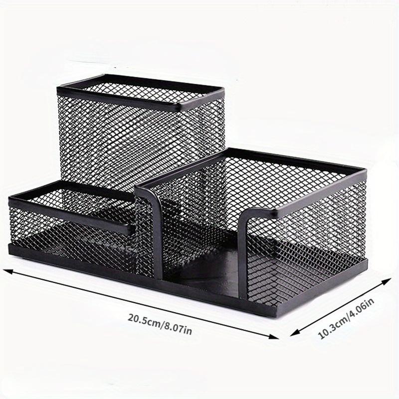 1pc Three grid combination iron mesh metal pen holder -a desktop multifunctional organizer for early learning classroom supplies