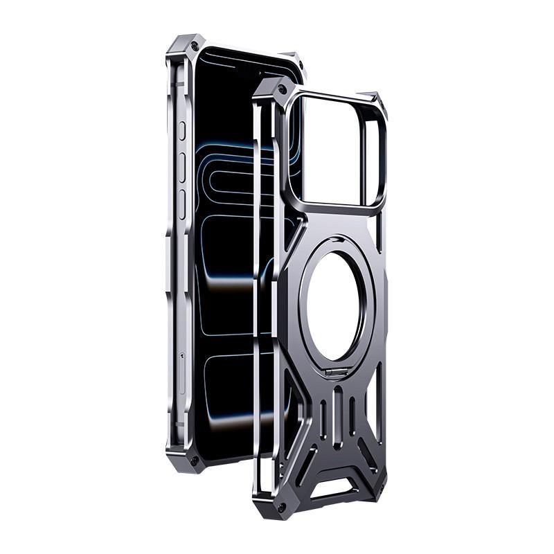 Aluminum Bumper Magnetic Phone Case With Stand IPhone 13-18 Pro Max