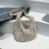 Gradual change of color retro cute knitted handbag women's shoulder bag woven clip wool autumn and winter new