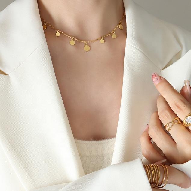 Stainless Steel Fashion Necklaces Small Circular Necklace Elegant Necklace Collarbone Chain Versatile Accessory for Women