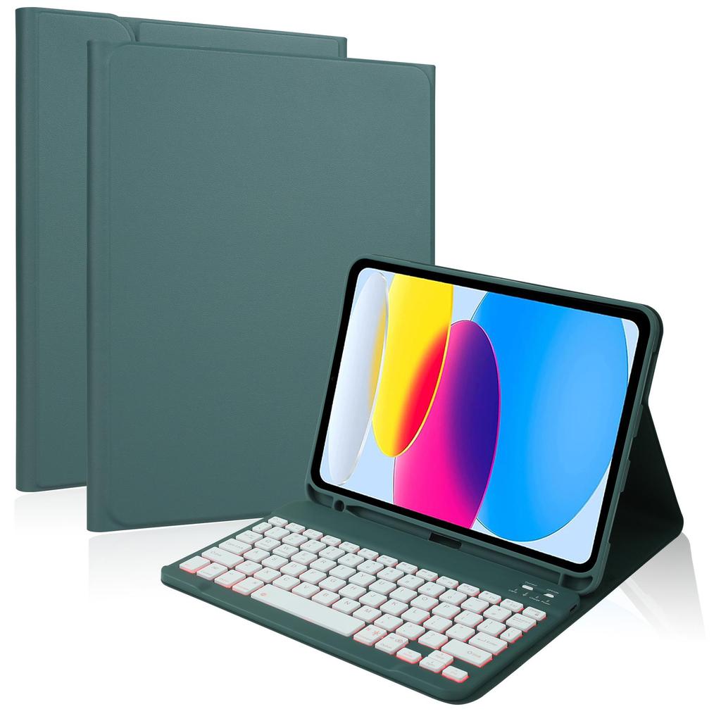 iPad 10.9" 9th Gen Magnetic Leather Case with Seven-Color Backlit Bluetooth Keyboard