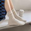 5 Pairs of Mixed Color Autumn and Winter Striped Thick Warm Retro Coffee Women's Socks Dopamine Women's Mid Tube Socks
