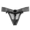 Japanese Pure Desire Tulle Splicing Panties Girl Hollow Stripes Sweet Bow Perspective Mesh Sexy Thong