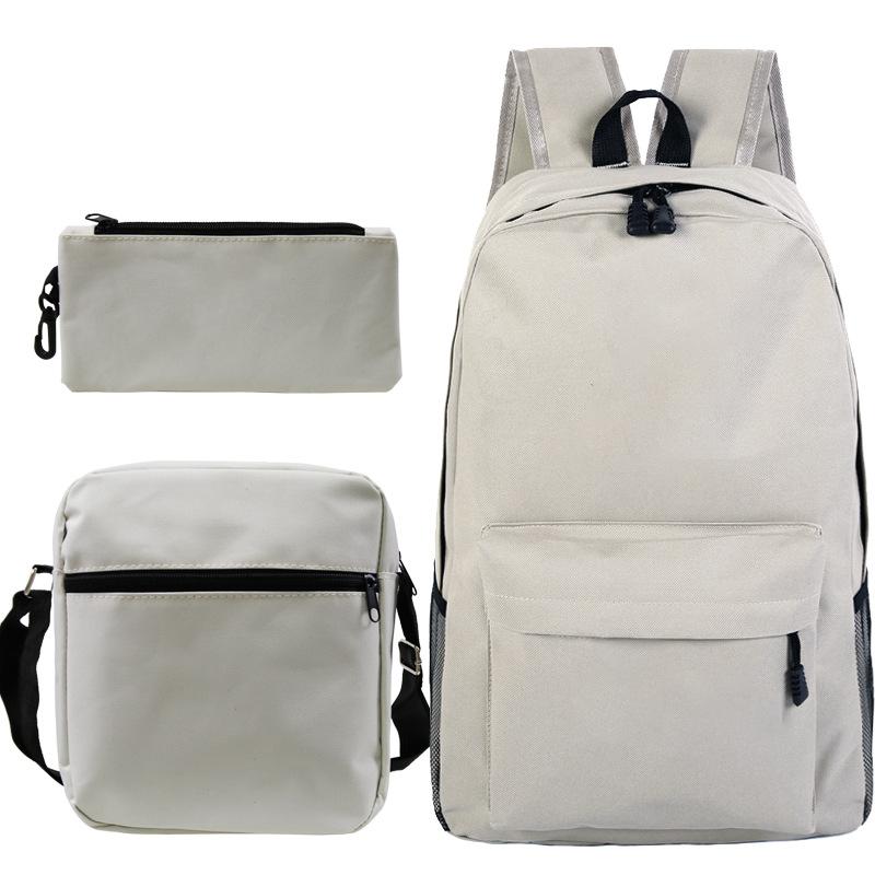Backpack set, heat transfer student schoolbag, Oxford cloth backpack + shoulder bag + pencil case three-piece set