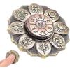 Buddhist Lotus Meditation Fidget Spinner, Stress Relief Tool, Antique Copper Finish with Auspicious Symbols