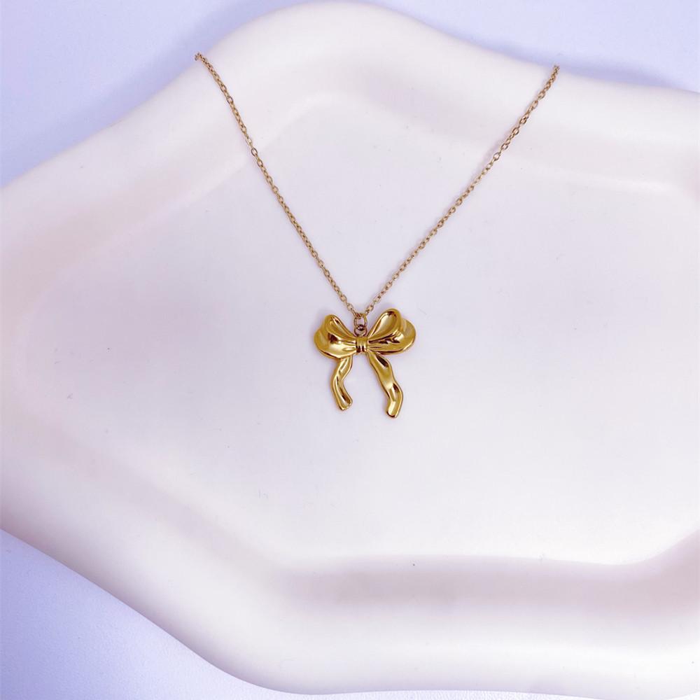High-End European & American Style Bow Tie Cross Pendant Choker Necklace for Women золотой