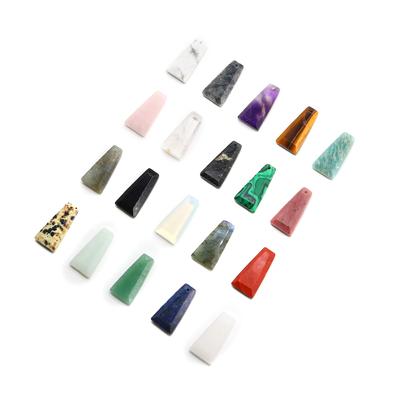 1Pc Pingente de Pedra Natural, Encantos de Pedras Preciosas de Cristal Trapezoidal para Fazer Joias DIY Mulheres Homens Colar Pulseira Brincos Acessórios Presentes 25x13 mm