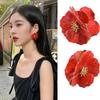 Yang Caiyu Inspired Retro White Petal Earrings for Women - High-End Niche Design 2024