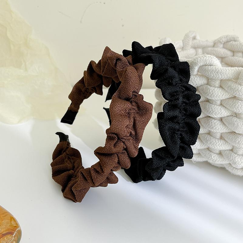 Korean Fabric Pleated Headband Elegant Women Fabric Lace Wide-brimmed Hair Band Fixed Hoop Hairband Girls Hair Accessories