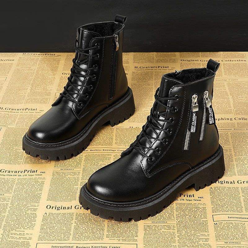 

Martin boots women s shoes 2025 autumn and winter thick velvet versatile foreign style short boots autumn and winter velvet warm spring and autu 40