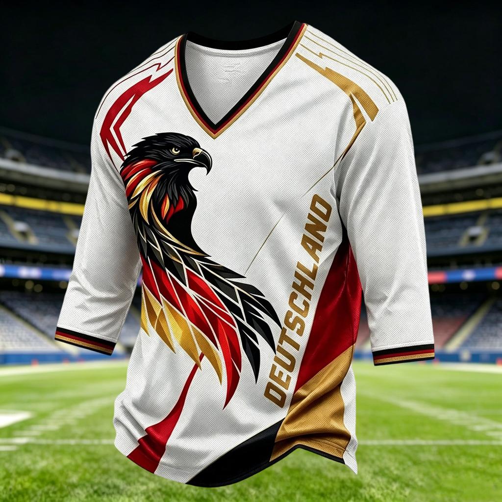 Men's Casual V Neck T Shirt Three Quarter Sleeve Top Soccer Inspired Graphic Print Lightweight Comfortable Fit