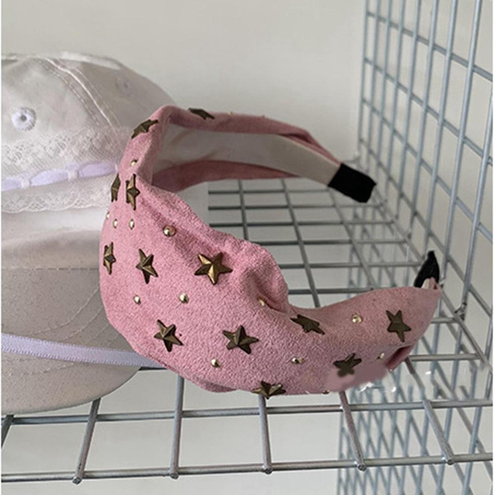 Colth Wide Star Rivet Headband Spicy Girl Retro Hair Hoop Wide Edge Hairband  Makeup