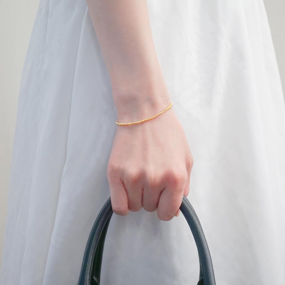 K18 Camille Ball Chain 18K Yellow Gold with Slide Adjustable Made In Japan [APRE] Bracelet, 16-18cm, 750, Adjuster, Length,