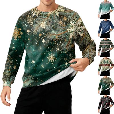 Herren Rundhals Fleecegefüttert Dick Warm Sweatshirt