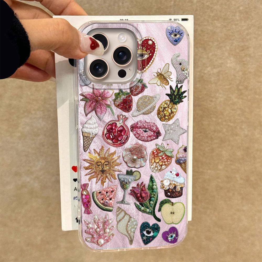 Retro Style Pink Face Sun Stars Women Girls Phone Case for iphone 16 15 14 7 8 Plus 13 11 12 Pro Max X XS XR SE 2022 Back Cover