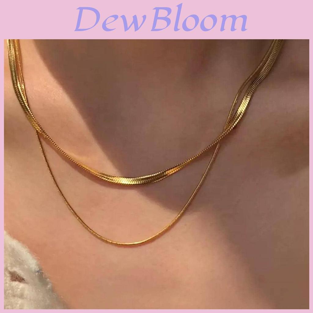Premium Double Layered Snake Bone Chain Necklace For Women With Geometric Design In Elegant Gold Color
