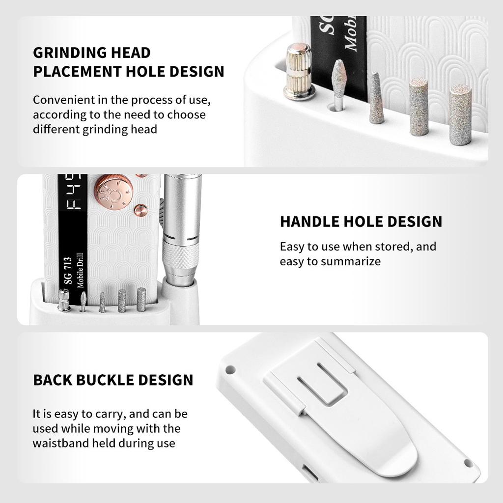 Rechargeable Nail Drill SG713 Professional Salon Use Manicure Pedicure Grinding Polishing Cuticle Remover Portable Efile Machine