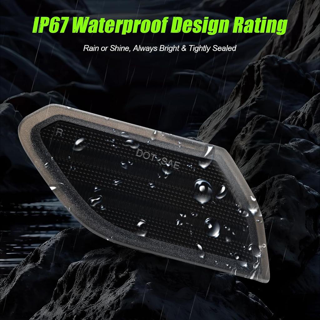 Amber LED Front fender Side Marker Light Compatible with 2018-2025 Wrangler JL 2020-2025 Gladiator JT Turn Signal lamp 2PCS Smoke Lens