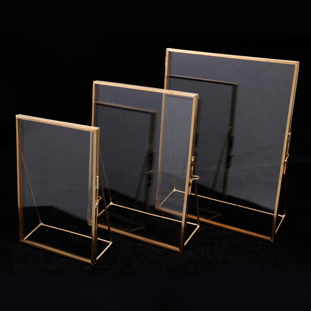 

Simple Antique Brass Gold Rectangle Transparent Glass Photo Picture Frame Gifts for Home Wedding Party Decoration 4x6inch