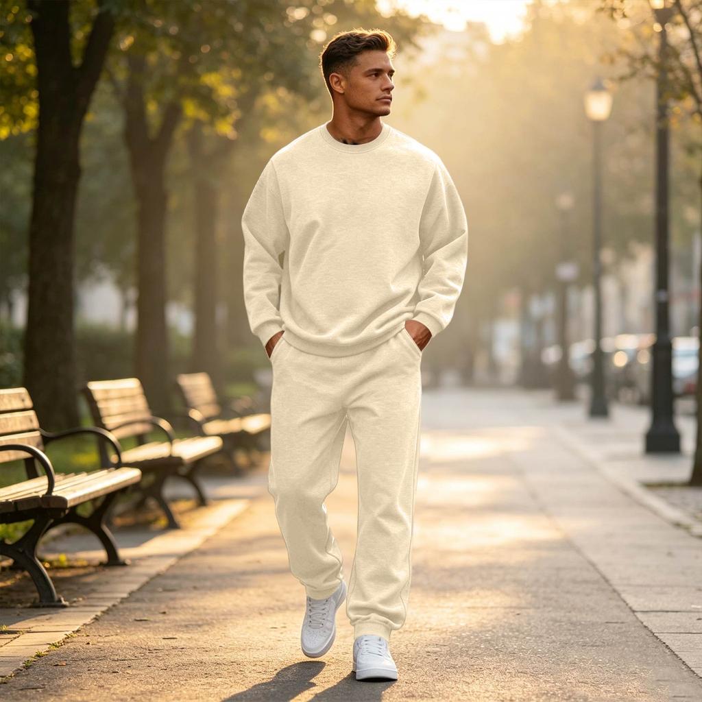 Men's Color Hoodie and Jogger Set for Spring and Fall, Casual Activewear Track Suit