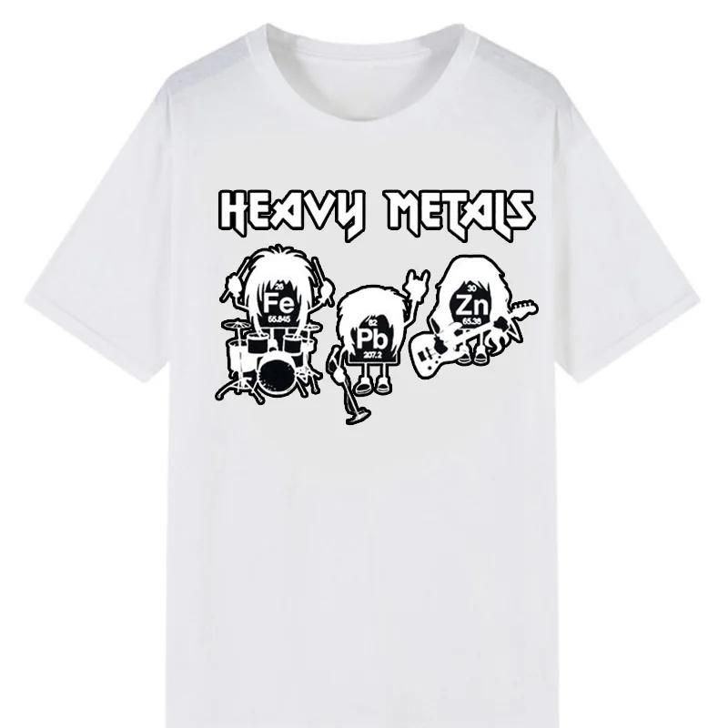 Heavy Metals Chemistry Periodic Table Rock Roll Music Physics Biology Print Men T Shirt Vintage Unisex Casual Loose T-shirt Tops
