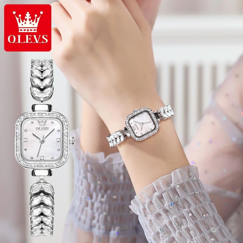 OLEVS Brand Square Quartz Watch New Diamond-encrusted Women's Watch