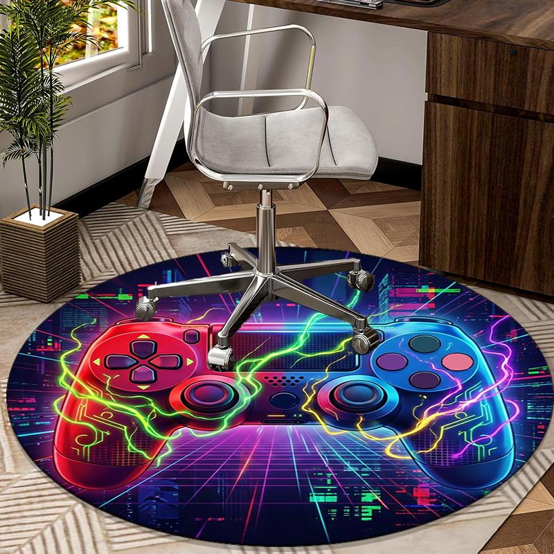 

Music And Gaming Fusion round carpet Chair cushion Round Entryway Rug, Soft Round Rugs for Living Room, Bedroom, Circle Carpet decor gifts Diameter 60cm