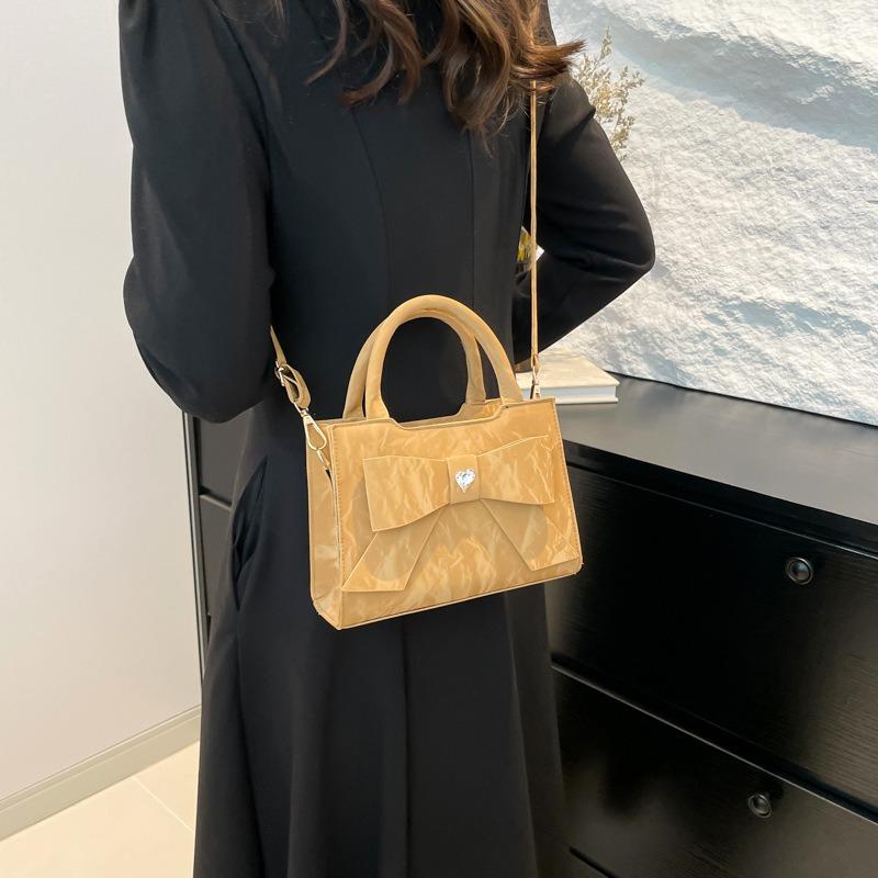 Premium sweet bow bag women's new niche handbag shoulder messenger bag small square bag