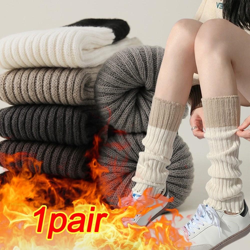 Fashion Gothic Knitted Foot Cover Thickened Warm Lolita Leg Warmers Stretchy Jk Uniform Socks Autumn Winter