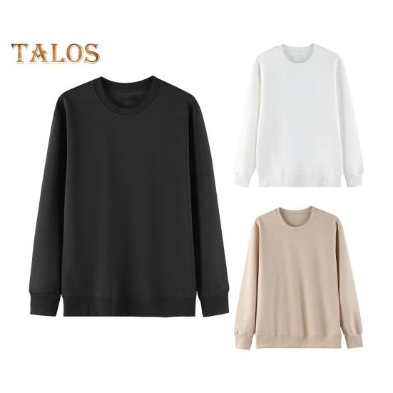 Unisex Fall Winter Sweatshirt Round Neck Long Sleeves Elastic Thread Cuff Pure Color Thermal Bottoming Top Basic Clothes Spring Top