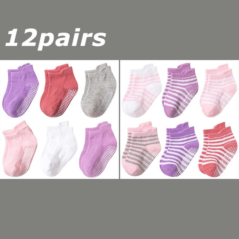 12 Paare/Los Babysocken Set Lässig Kleinkind Junge Mädchen Kleidung Accessoires 0 bis 5 Jahre Kinder Kurze Socken Rutschfest Atmungsaktiv Baby Sachen