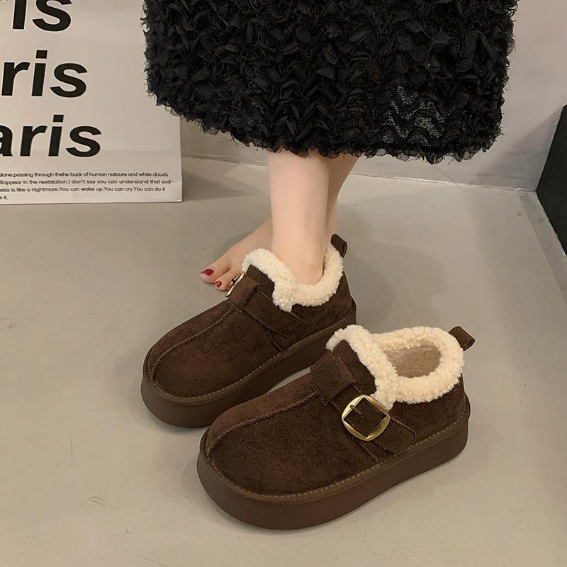 Thick-soled heightening velvet snow boots women's new winter shoes, warm wool cotton shoes
