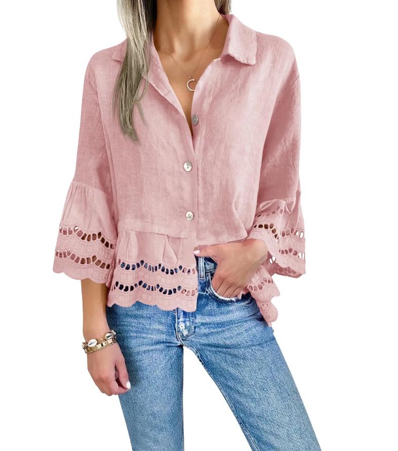 2025 Spring/Summer Women's Flare Sleeve Lace Shirt