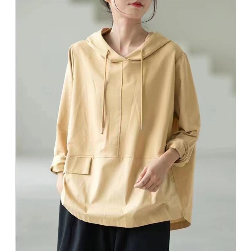 DIMANAF 2022 Autumn Hoodies Sweatshirts Pullovers Patchwork Tops Women Oversize Loose Casual Blue Purple Solid Cotton