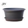 Modern Resin Planters Bulb Plant Pot with Saucer, 10 Inch 13 Wide Flowerpot Matte Finish Flower Pots Drainage Holes, Indoor Outdoor Planter for Tulips