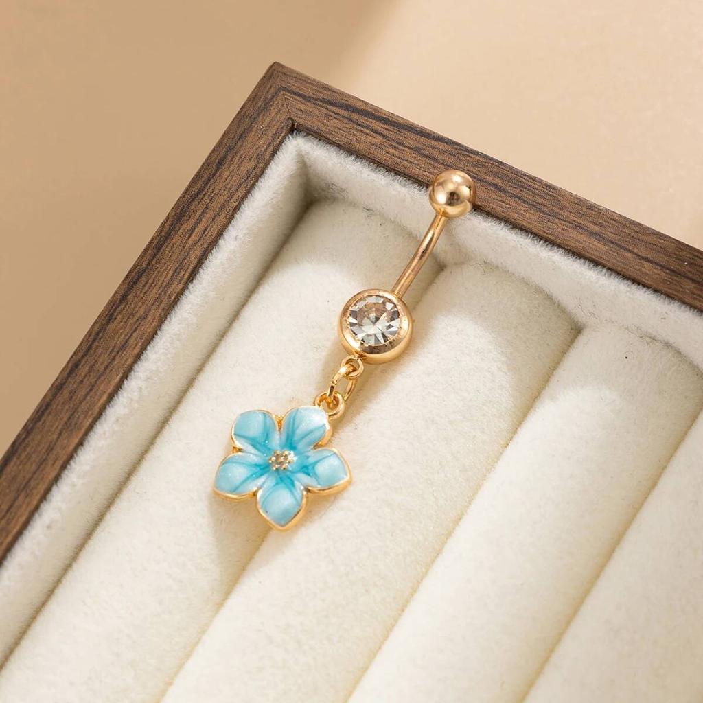 Ingemark Böhmischer Edelstahl Bauchnabelpiercing Ring Körperschmuck für Frauen Süße Bunte Blume Bauchnabelpiercing Ringe Neu