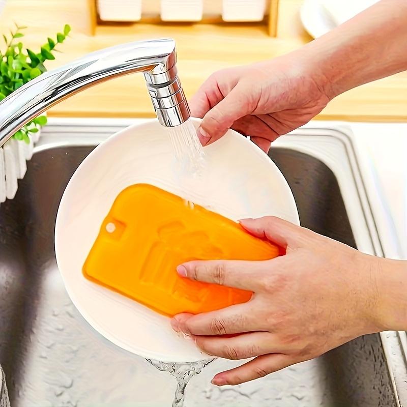 6-Piece Set of Orange Dishwashing Sponges, Double-Sided Kitchen Cleaning Pads, Quick-Drying and Stain-Removing Cleaning Wipes