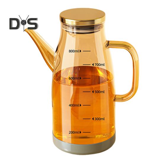 Glass Oil Dispenser Bottle with Drip-Free Spout 600/800/1000ml Large Capacity Oil Pot for Vinegar Soy Sauce Food-Grade Kitchen Gadgets
