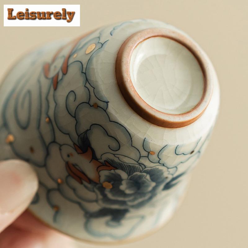 2 Stück/Los Wolkenhase Ru Ofen Porzellan Teetasse Zen Teeschale Probier-Teetasse Dufttasse Jianzhan Meistertassen Teegeschirr Zubehör