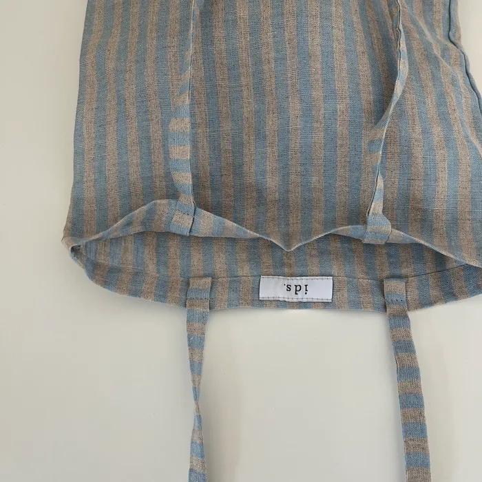 Linen sky-blue striped mini bag