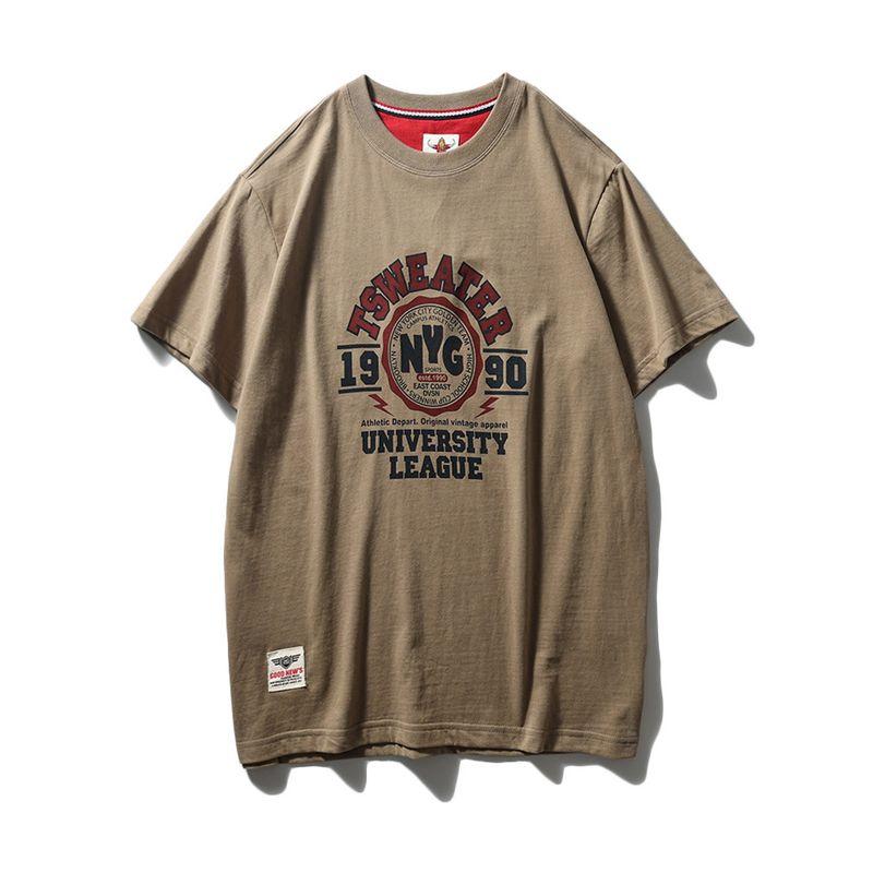 Vintage Bottoming Shirt Export Export All Cotton Short Sleeve T-shirt Khaki M